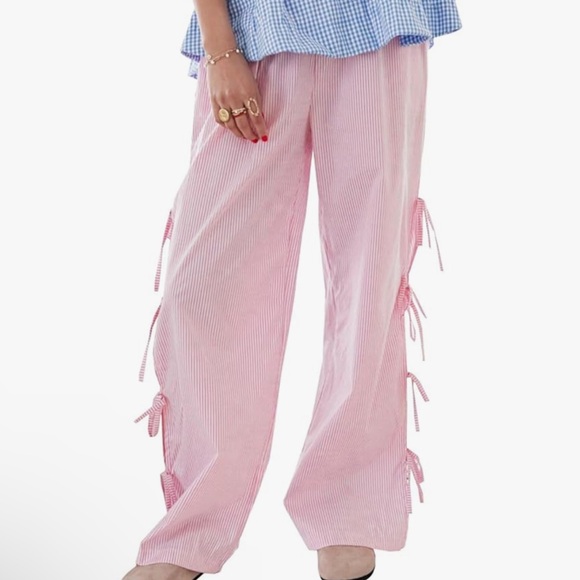 trendy pink tie pant - Picture 2 of 2